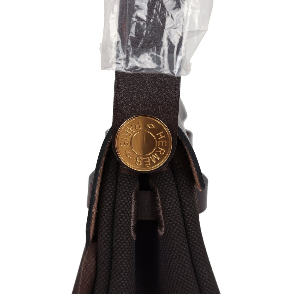 Hermes Herbag Zip 20 Mini Ebene Toile H Canvas and Vache Hunter Gold Hardware - Image 6