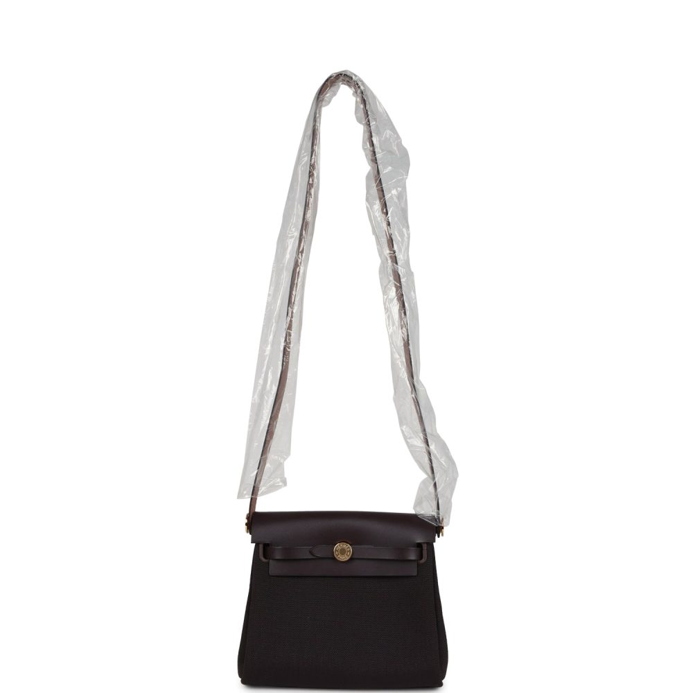 Hermes Herbag Zip 20 Mini Ebene Toile H Canvas and Vache Hunter Gold Hardware - Image 9