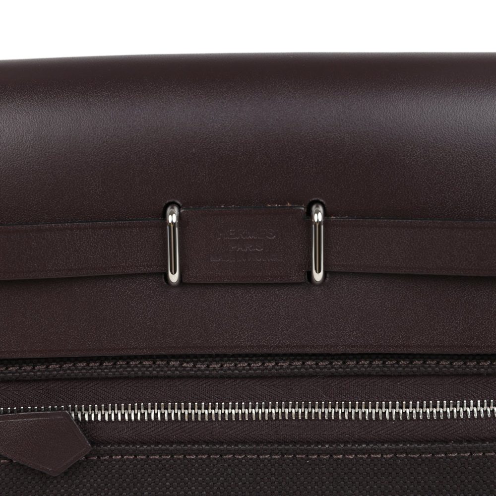Hermes Herbag Zip 20 Mini Ebene Toile H Canvas and Vache Hunter Palladium Hardware - Image 6