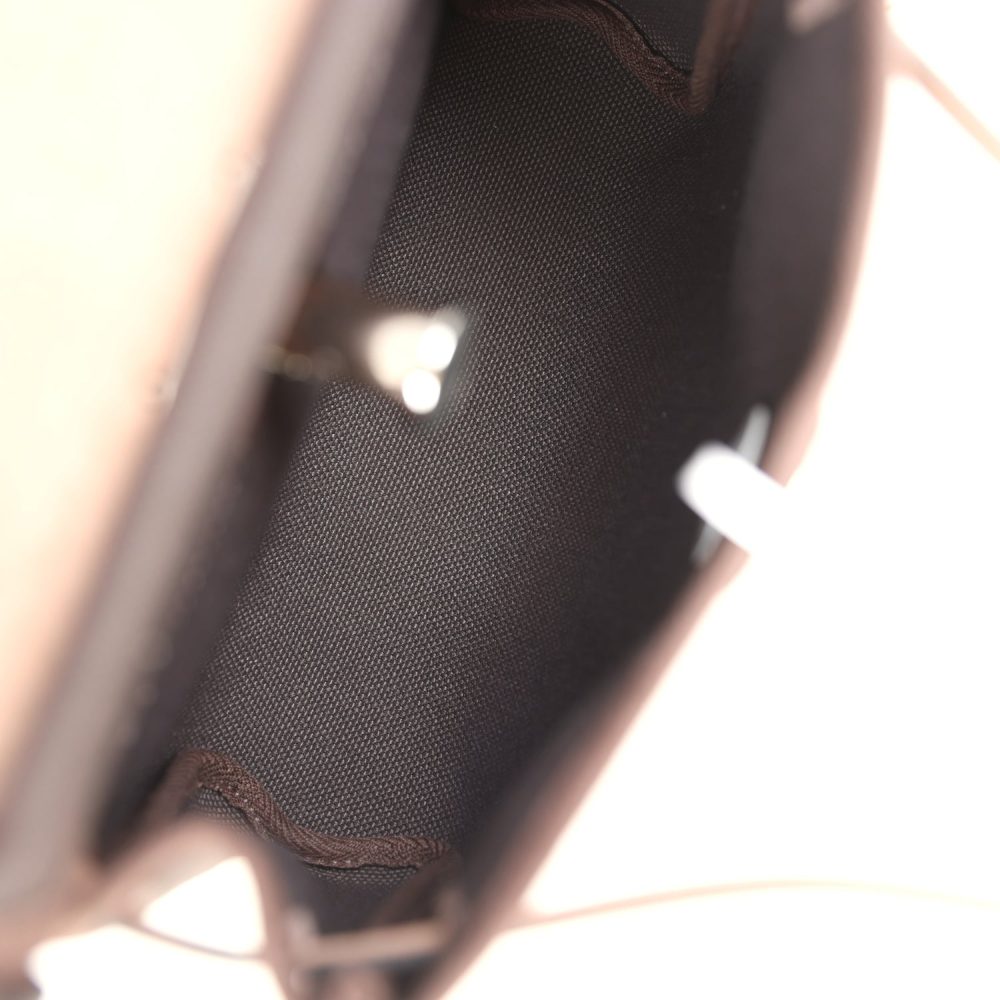 Hermes Herbag Zip 20 Mini Ebene Toile H Canvas and Vache Hunter Palladium Hardware - Image 10