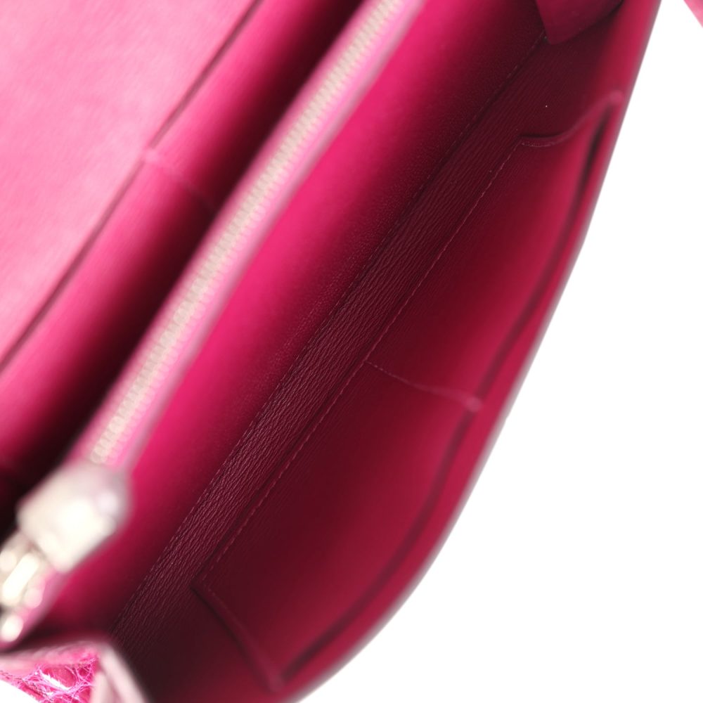 Hermes Kelly Wallet To Go Rose Pourpre Shiny Alligator Palladium Hardware - Image 10