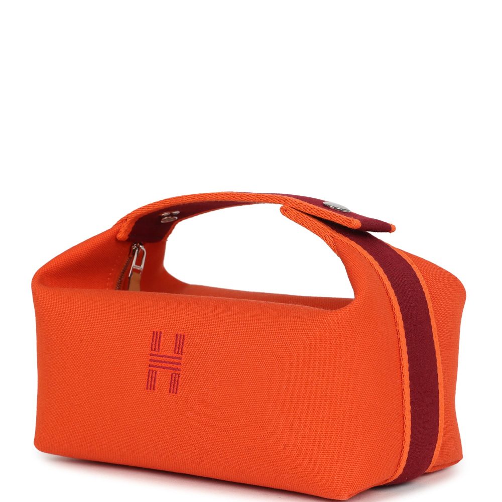 Hermes Bride A Brac Carre Case PM Feu Canvas Palladium Hardware - Image 5
