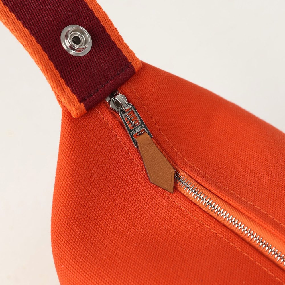Hermes Bride A Brac Carre Case PM Feu Canvas Palladium Hardware - Image 8
