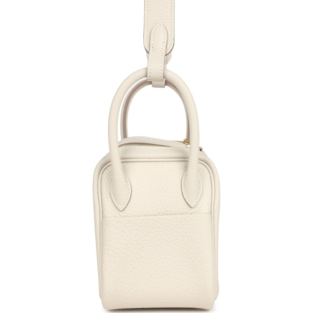Hermes Mini Lindy Craie Clemence Gold Hardware - Image 3