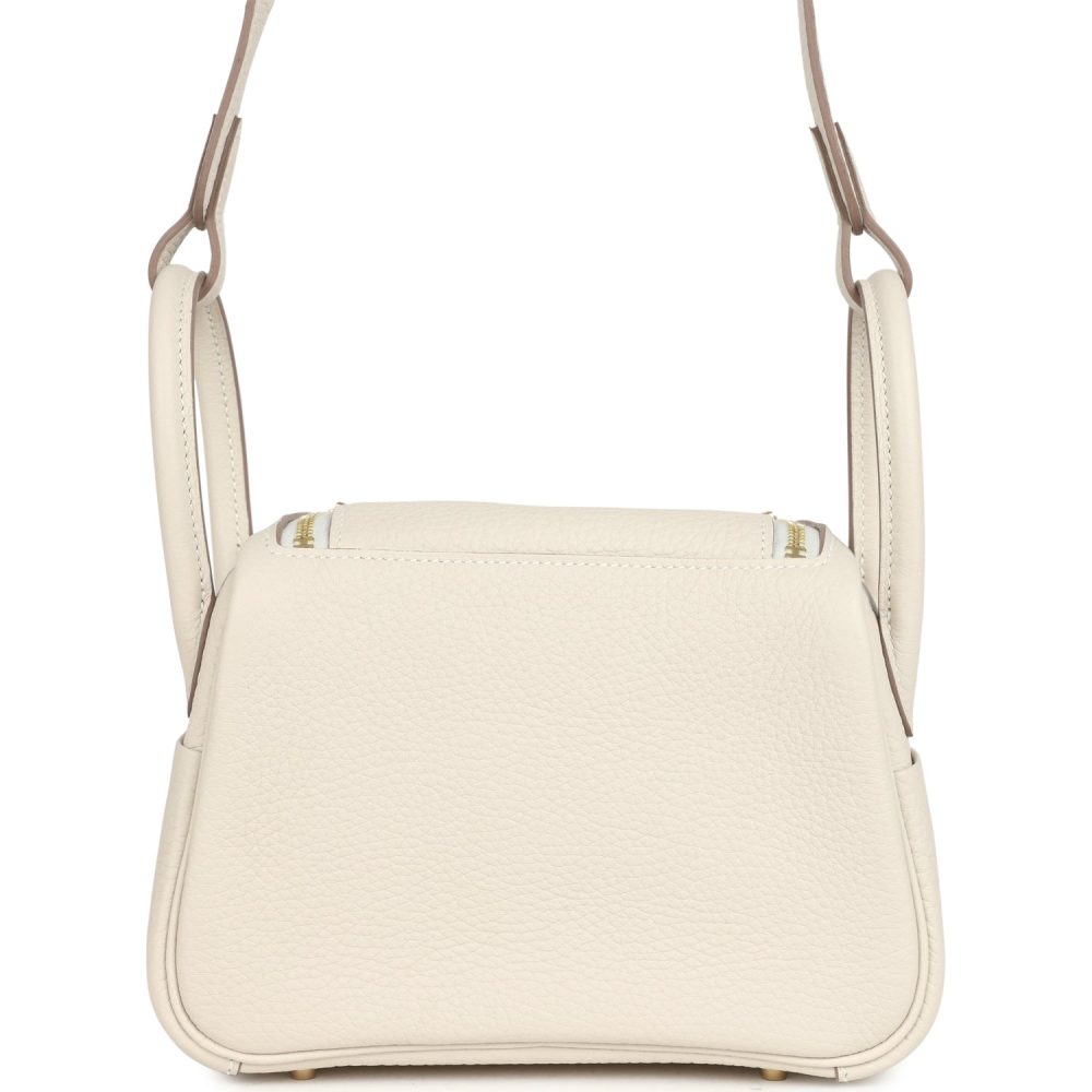 Hermes Mini Lindy Craie Clemence Gold Hardware - Image 4