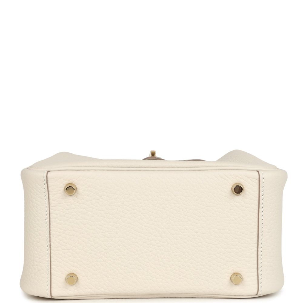 Hermes Mini Lindy Craie Clemence Gold Hardware - Image 7