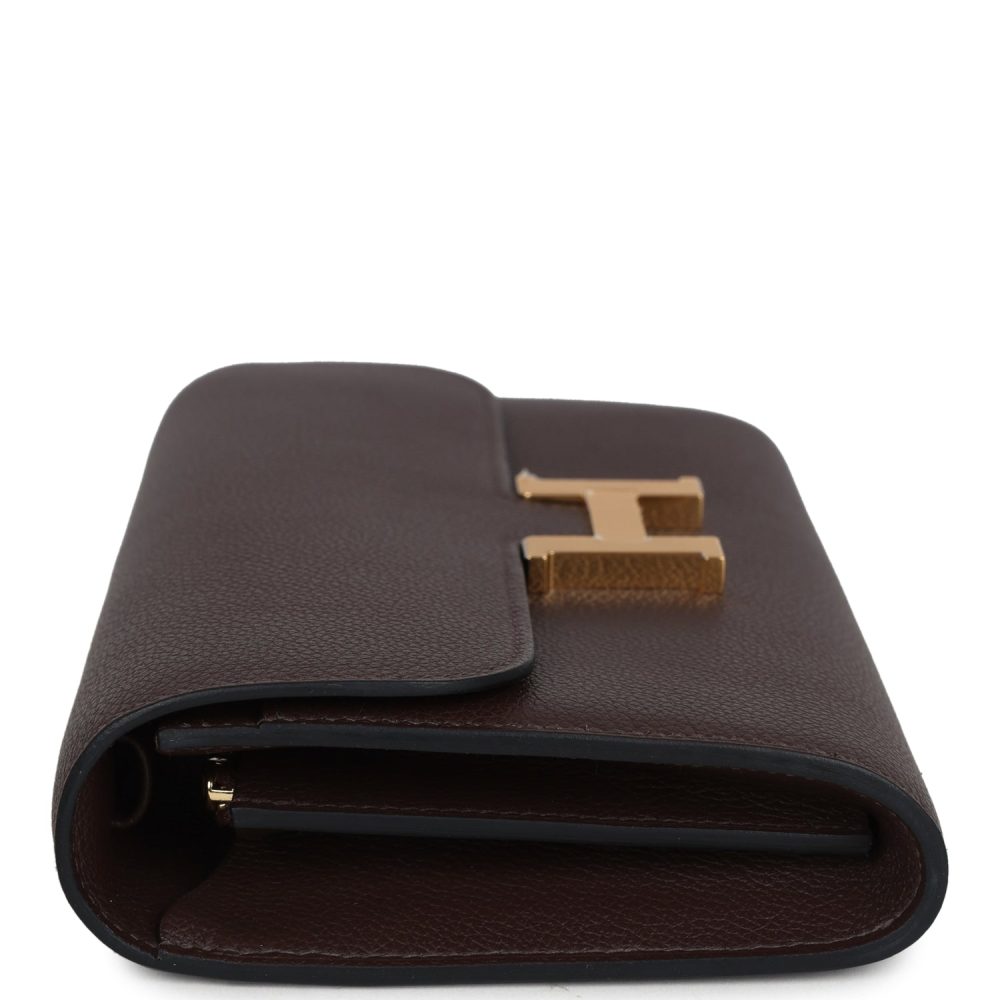 Hermes Constance Wallet To Go  Moka Evercolor Gold Hardware - Image 3