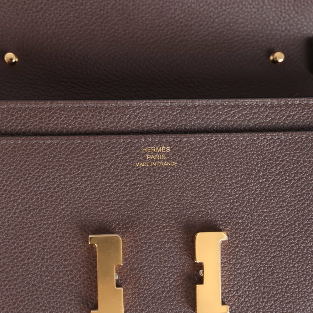 Hermes Constance Wallet To Go  Moka Evercolor Gold Hardware - Image 7