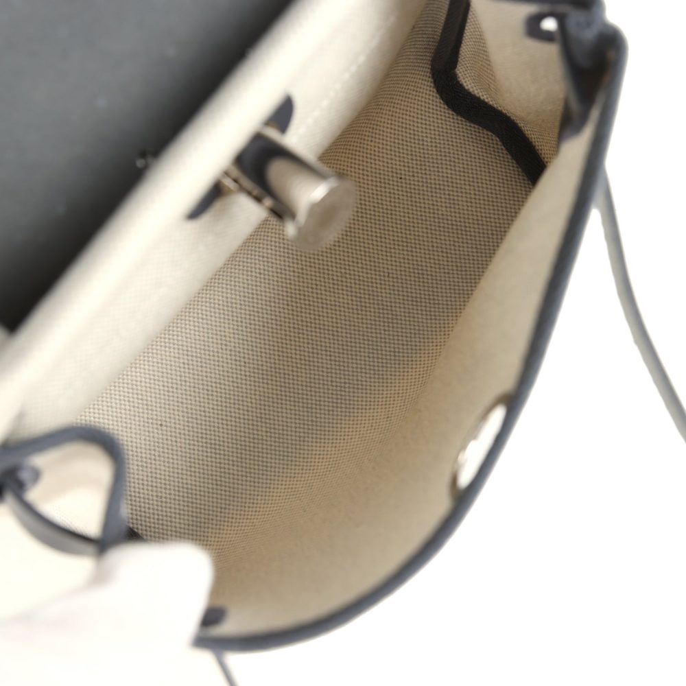 Hermes Herbag Zip 20 Mini Ecru and Bleu Glacier Toile H Canvas and Ardoise Vache Hunter Palladium Hardware - Image 10