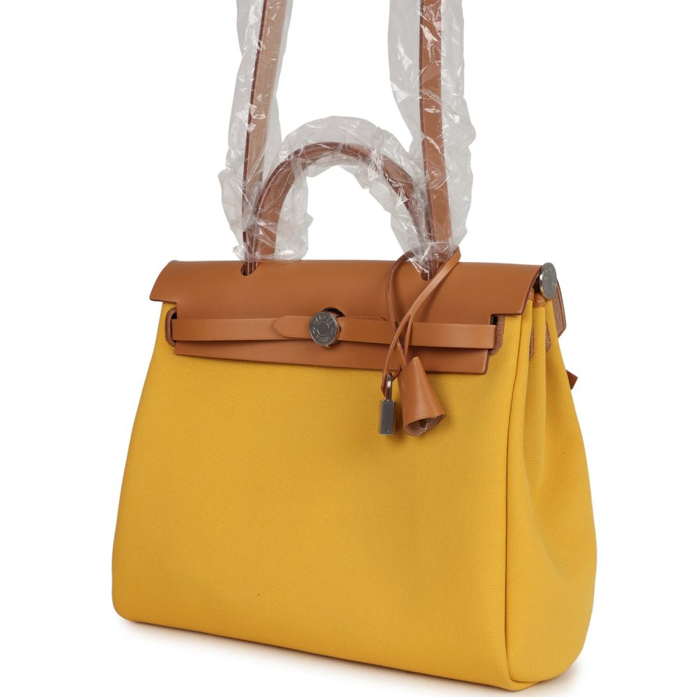 Hermes Herbag Zip 31 PM Soleil Toile H Canvas and Natural Sable Vache Hunter Palladium Hardware - Image 5