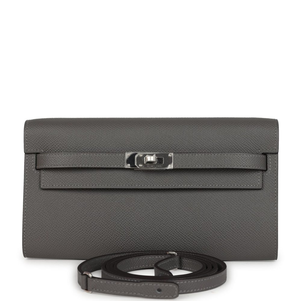 Hermes Kelly Wallet To Go Gris Meyer Epsom Palladium Hardware