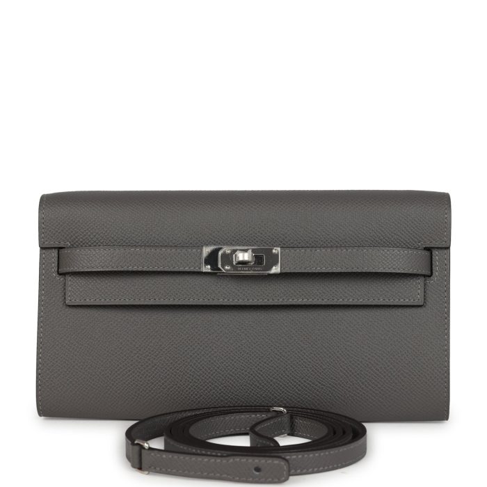 Hermes Kelly Wallet To Go Gris Meyer Epsom Palladium Hardware