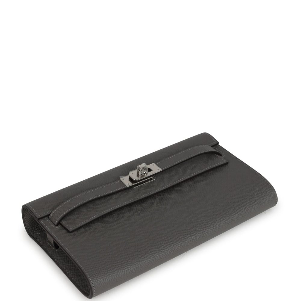 Hermes Kelly Wallet To Go Gris Meyer Epsom Palladium Hardware - Image 6