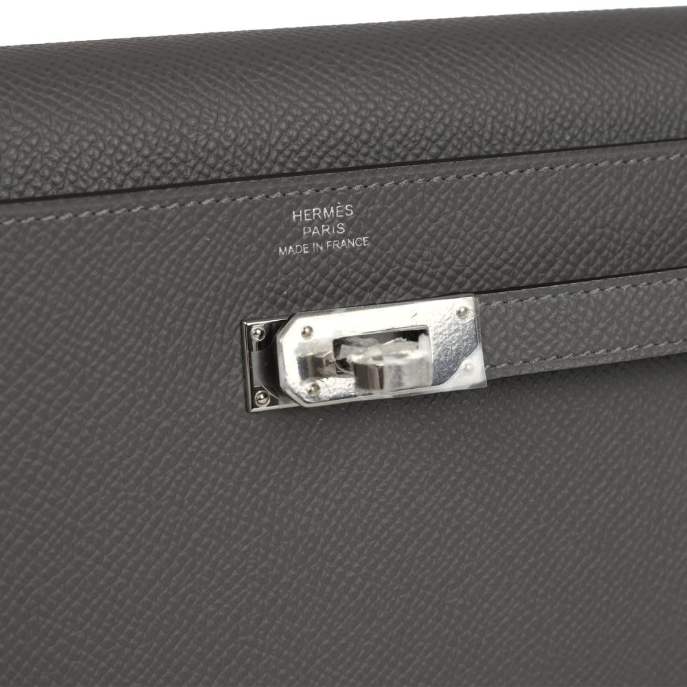 Hermes Kelly Wallet To Go Gris Meyer Epsom Palladium Hardware - Image 7