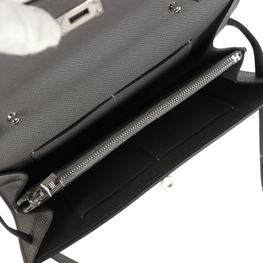 Hermes Kelly Wallet To Go Gris Meyer Epsom Palladium Hardware - Image 8