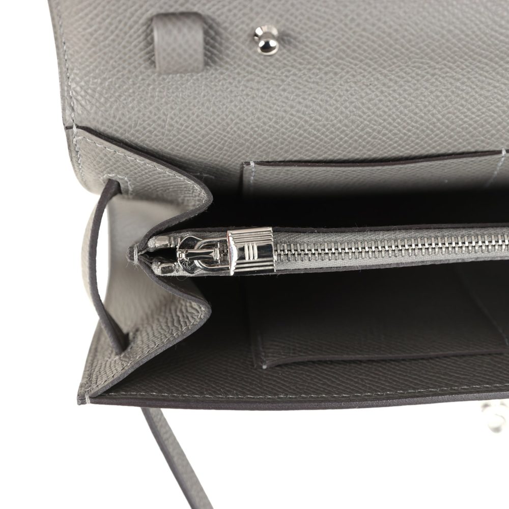 Hermes Kelly Wallet To Go Gris Meyer Epsom Palladium Hardware - Image 9