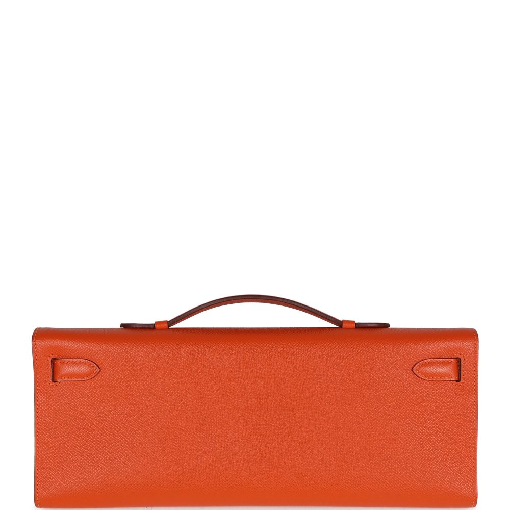 Pre-owned Hermes Kelly Cut Feu Epsom Palladium Hardware - Image 4