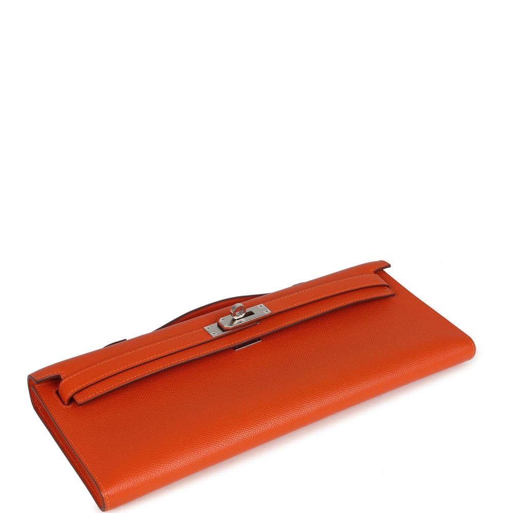 Pre-owned Hermes Kelly Cut Feu Epsom Palladium Hardware - Image 6
