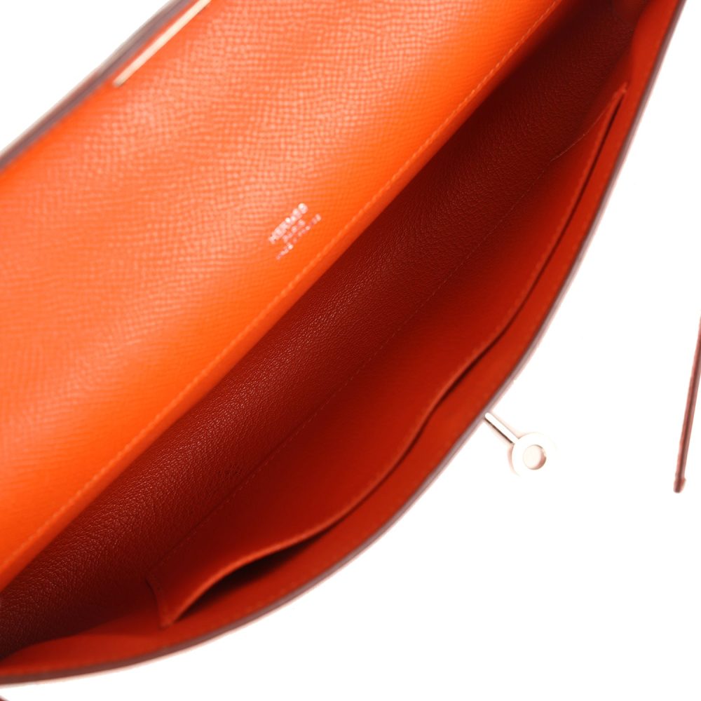 Pre-owned Hermes Kelly Cut Feu Epsom Palladium Hardware - Image 7