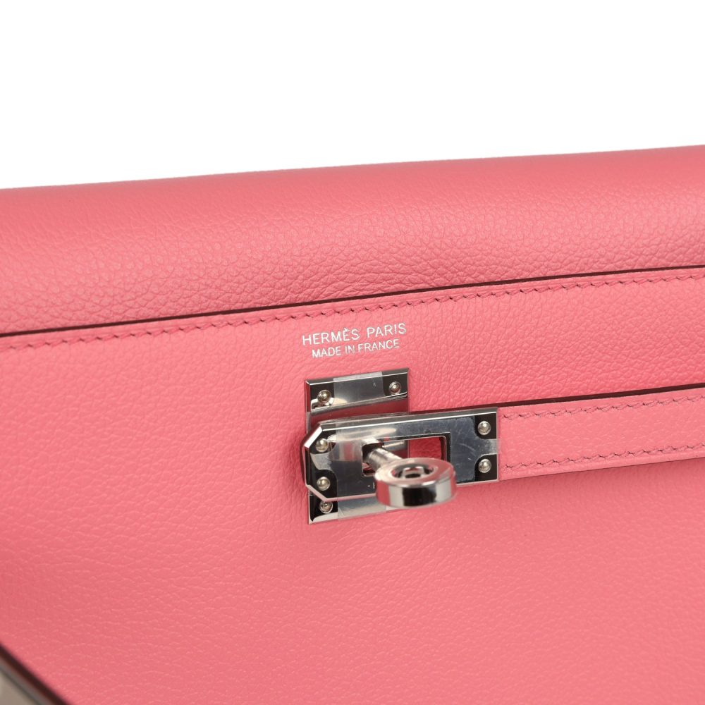 Hermes Kelly Danse Rose Azalee Verso Evercolor Palladium Hardware - Image 7