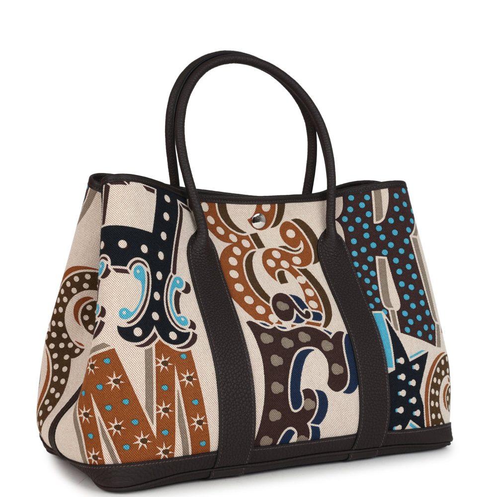 Hermes Garden Party 36 Electrique Ecru and Beige Multi Toile H and Ebene Negonda Palladium Hardware - Image 2