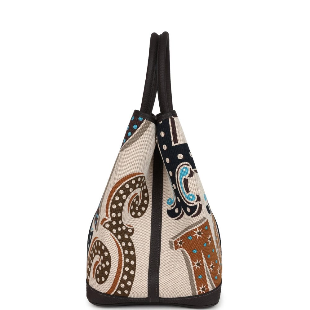 Hermes Garden Party 36 Electrique Ecru and Beige Multi Toile H and Ebene Negonda Palladium Hardware - Image 3