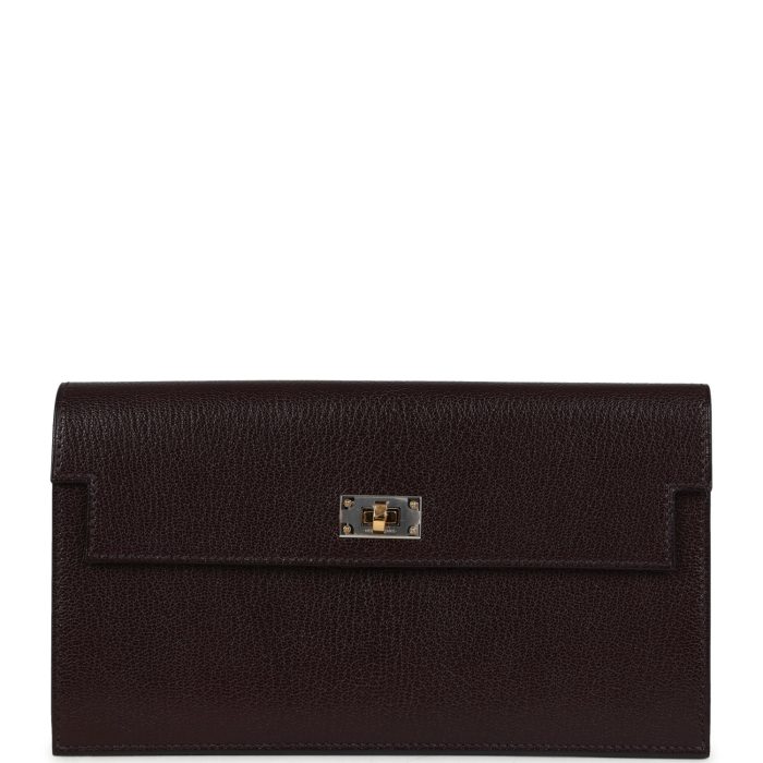 Hermes Kelly Pocket Long Wallet Rouge Sellier Chevre Chamkila Electrum Hardware