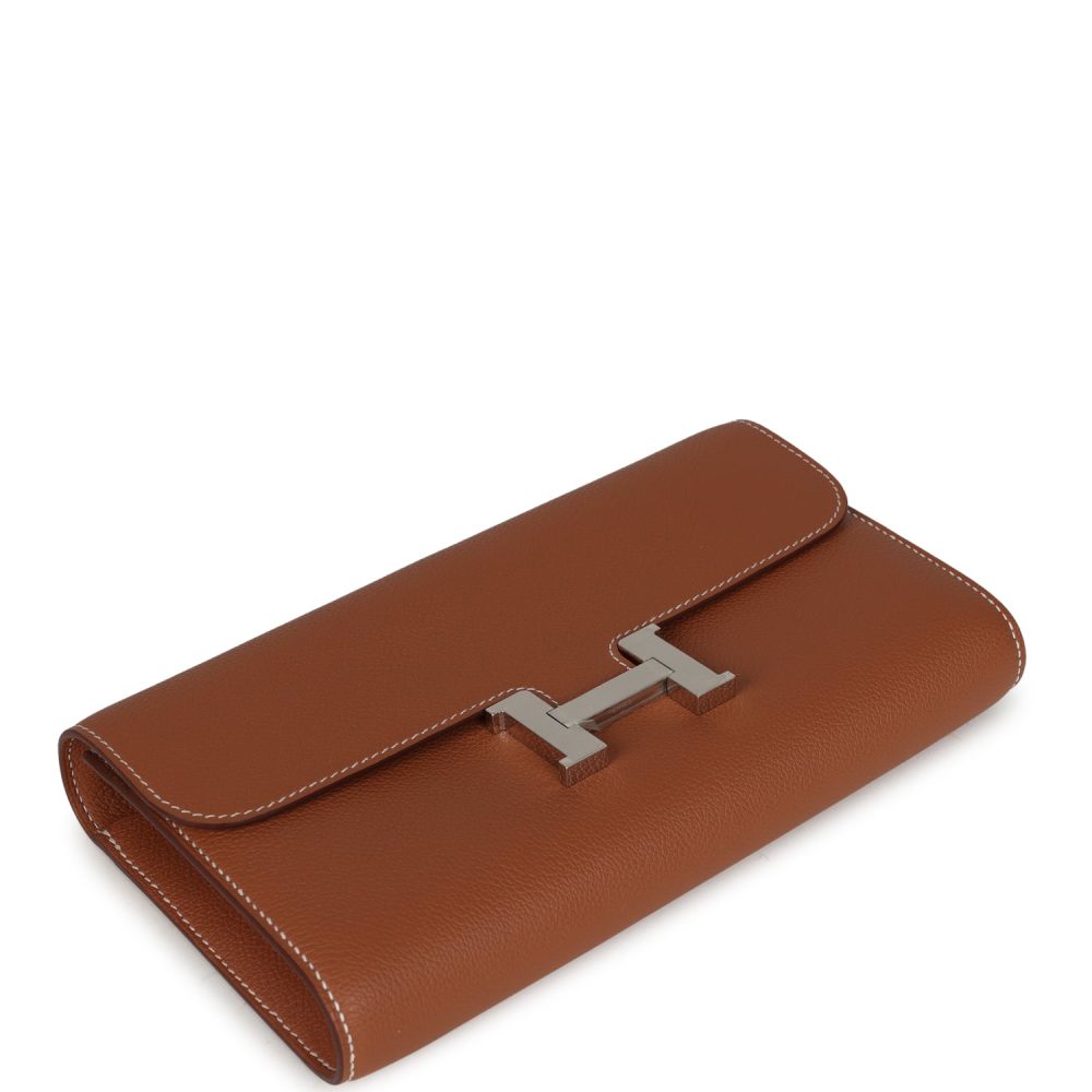 Hermes Constance Wallet To Go Gold Evercolor Palladium Hardware - Image 6