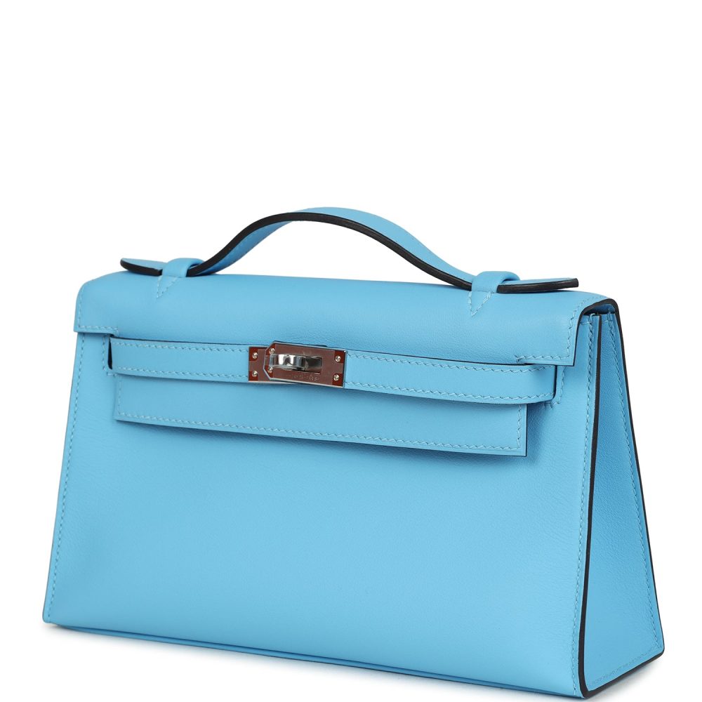 Hermes Kelly Pochette Celeste Swift Palladium Hardware - Image 5