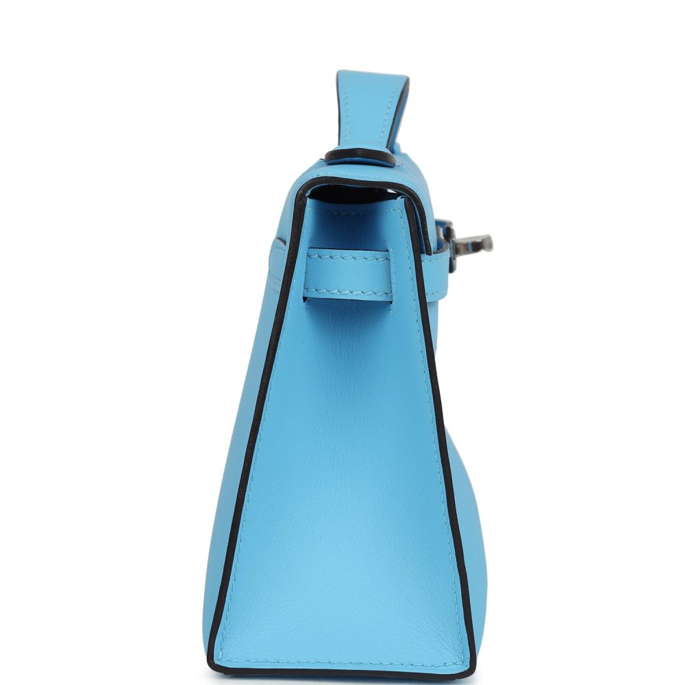 Hermes Kelly Pochette Celeste Swift Palladium Hardware - Image 3