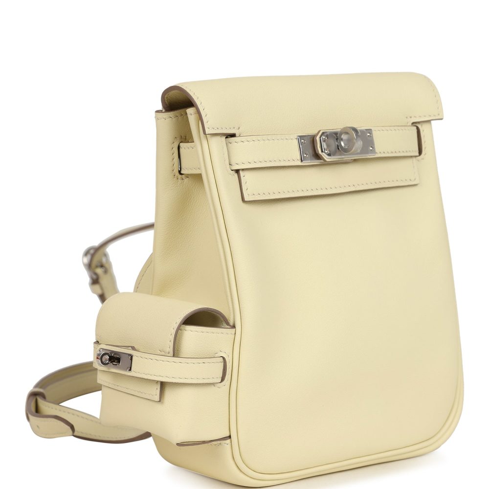 Hermes Mini Kelly Jump Backpack Jaune Milton Swift Palladium Hardware - Image 2