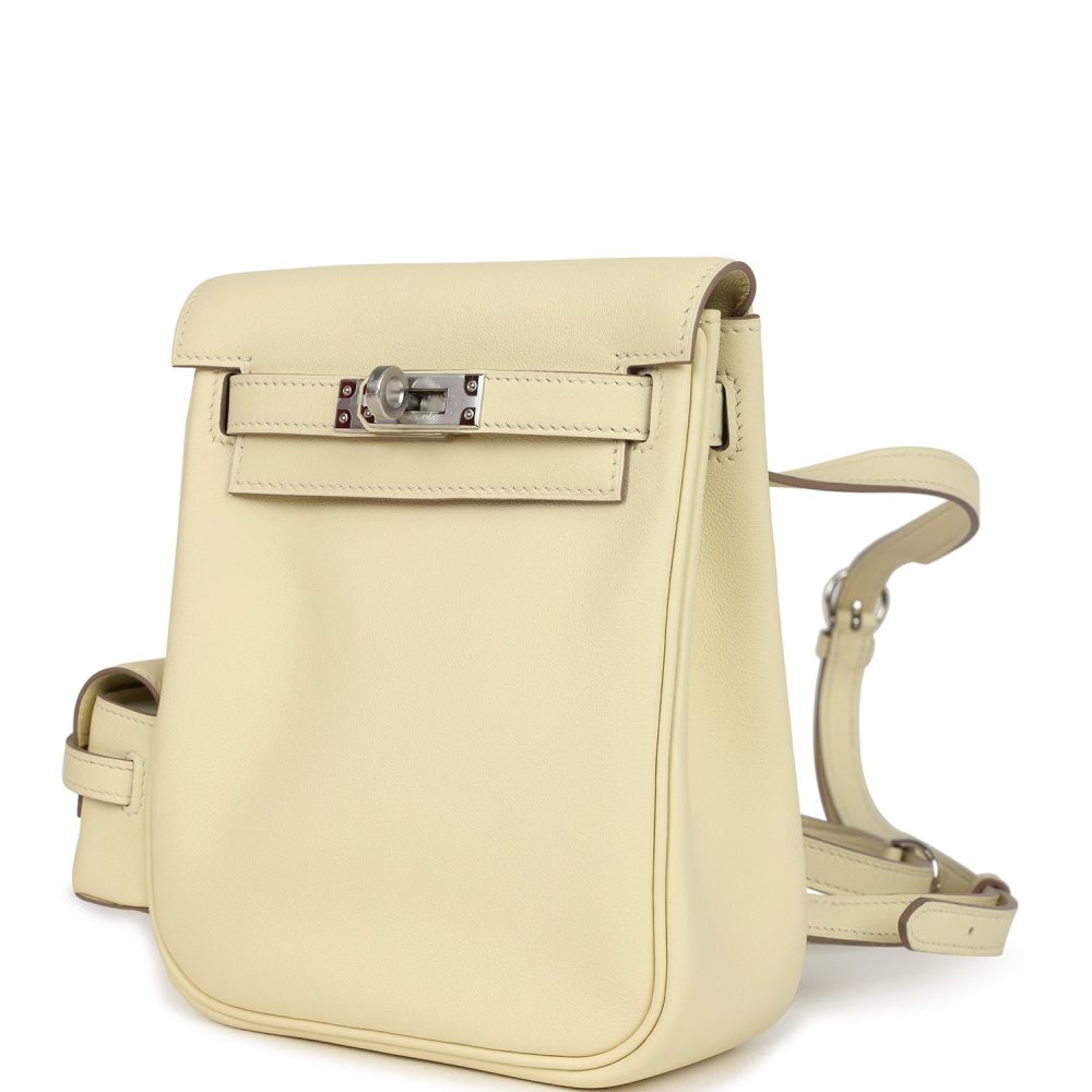 Hermes Mini Kelly Jump Backpack Jaune Milton Swift Palladium Hardware - Image 5