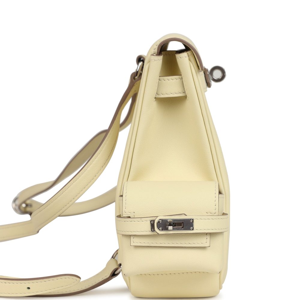 Hermes Mini Kelly Jump Backpack Jaune Milton Swift Palladium Hardware - Image 3