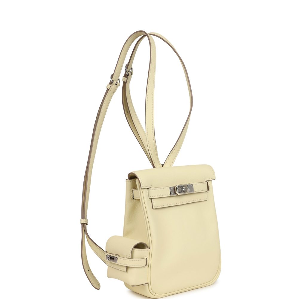 Hermes Mini Kelly Jump Backpack Jaune Milton Swift Palladium Hardware - Image 8