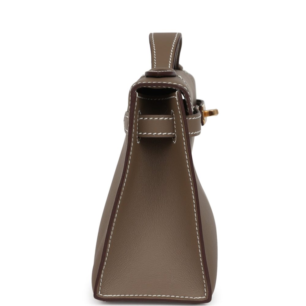 Hermes Kelly Pochette Etoupe Swift Gold Hardware - Image 3