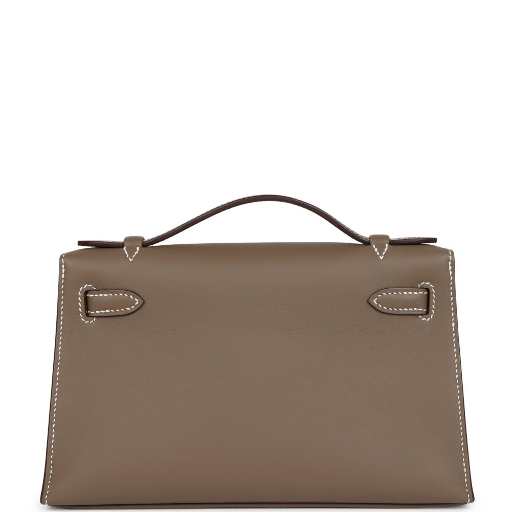Hermes Kelly Pochette Etoupe Swift Gold Hardware - Image 4
