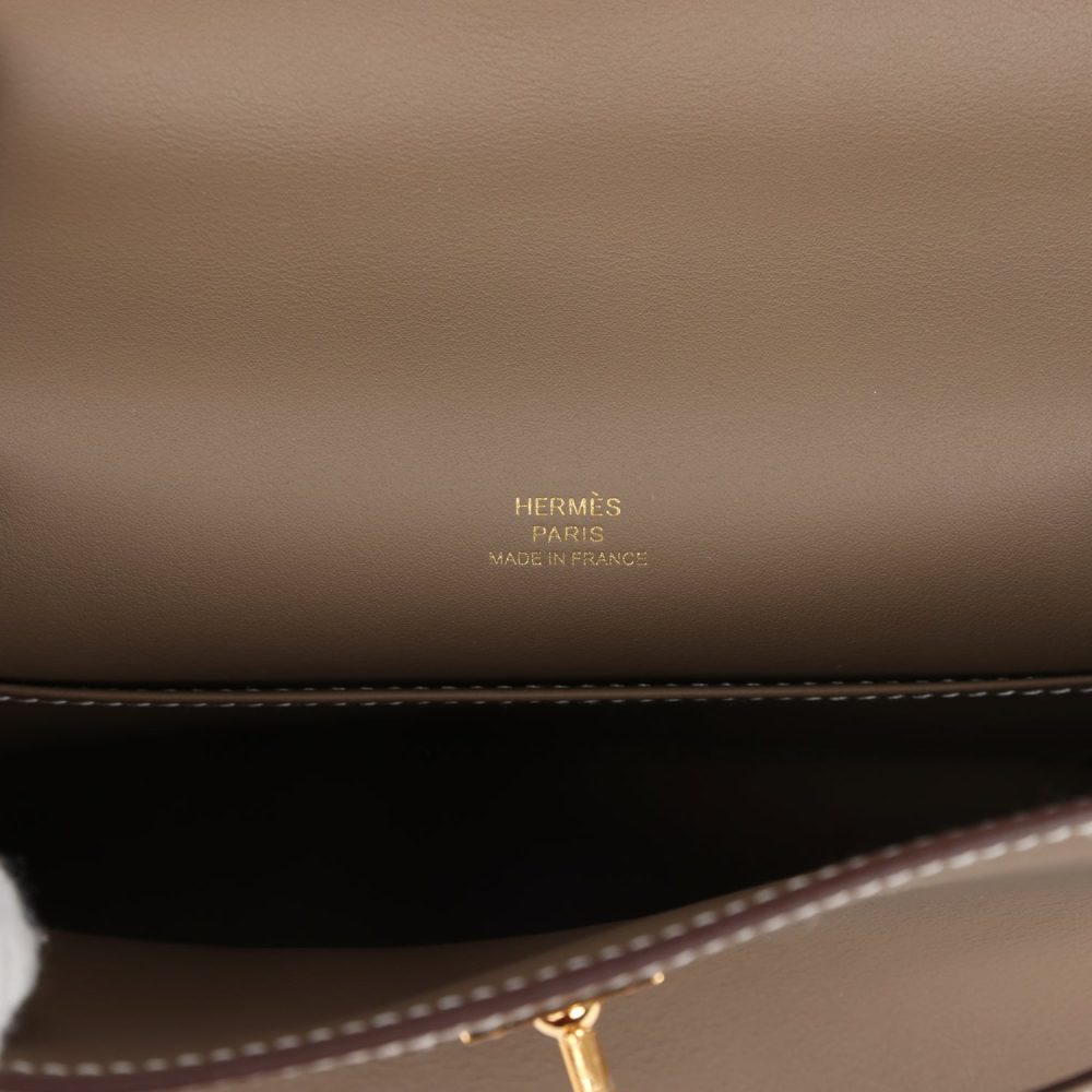 Hermes Kelly Pochette Etoupe Swift Gold Hardware - Image 7
