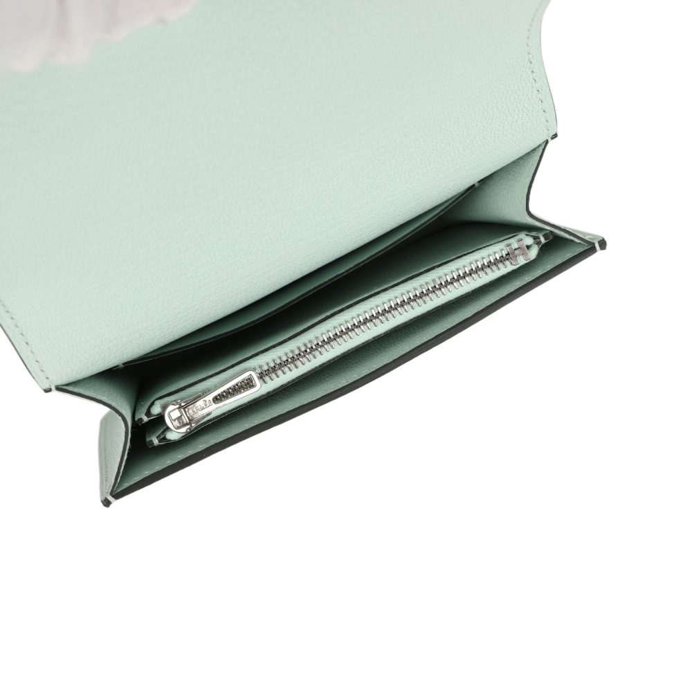 Hermes Roulis Slim Wallet Vert Fizz Chevre Palladium Hardware - Image 10