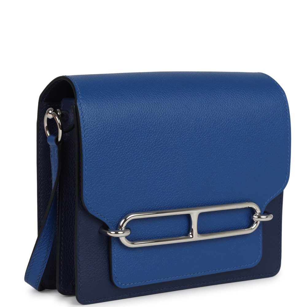 Hermes Mini Sac Roulis Bi-color Bleu Saphir and Bleu France Evercolor Palladium Hardware - Image 2