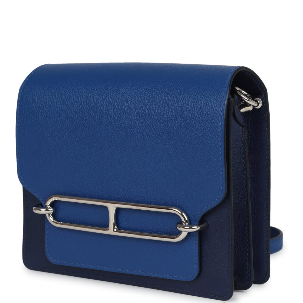 Hermes Mini Sac Roulis Bi-color Bleu Saphir and Bleu France Evercolor Palladium Hardware - Image 5