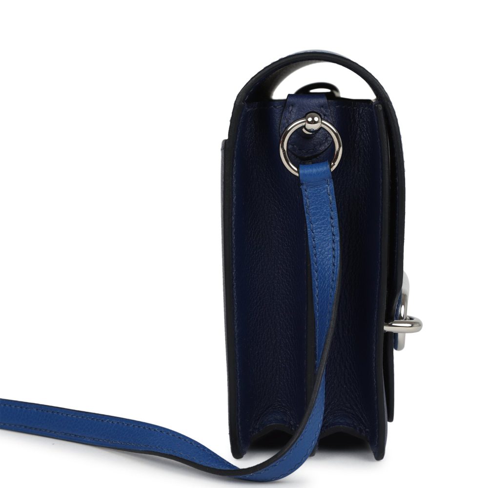 Hermes Mini Sac Roulis Bi-color Bleu Saphir and Bleu France Evercolor Palladium Hardware - Image 3