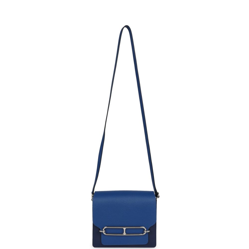 Hermes Mini Sac Roulis Bi-color Bleu Saphir and Bleu France Evercolor Palladium Hardware - Image 7
