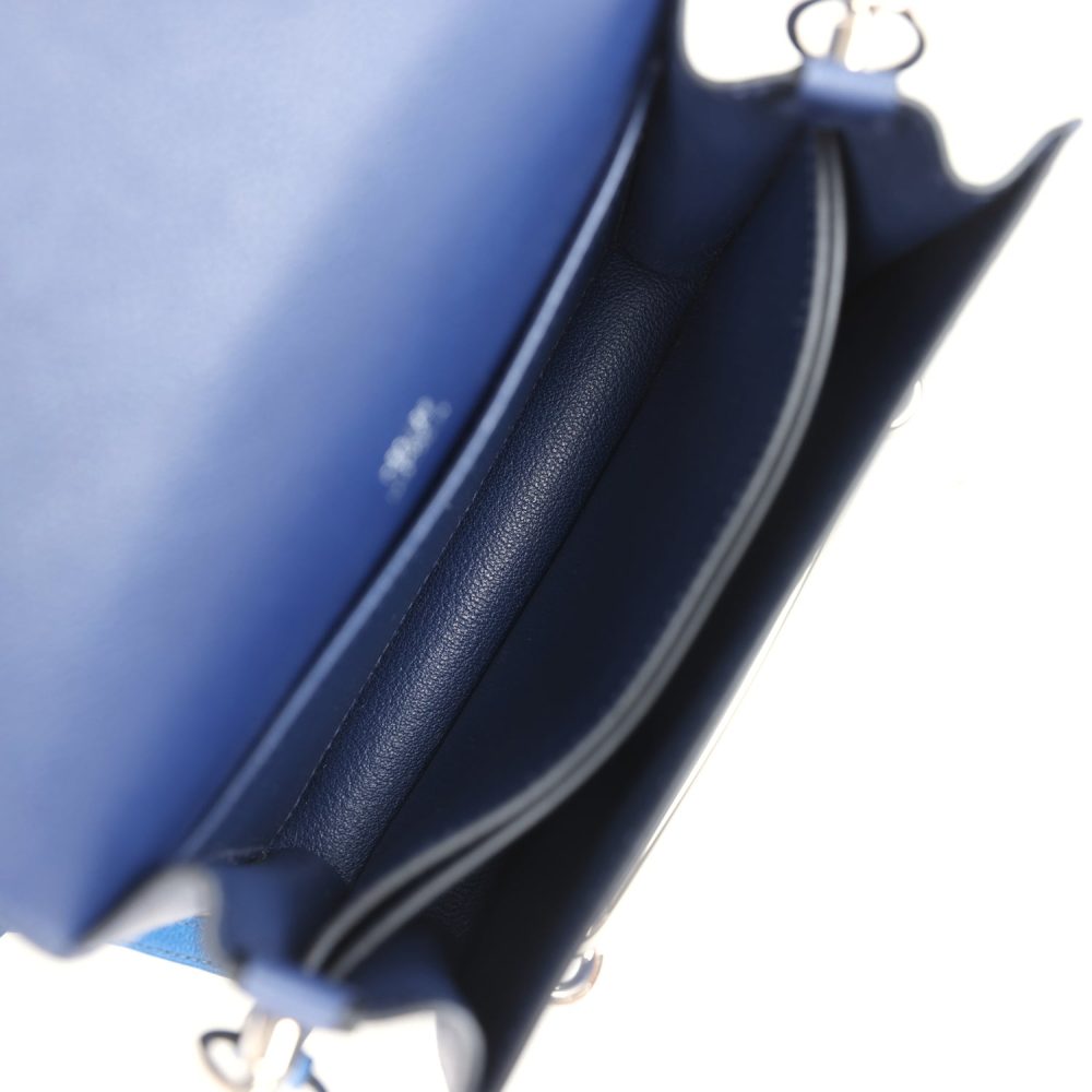 Hermes Mini Sac Roulis Bi-color Bleu Saphir and Bleu France Evercolor Palladium Hardware - Image 8