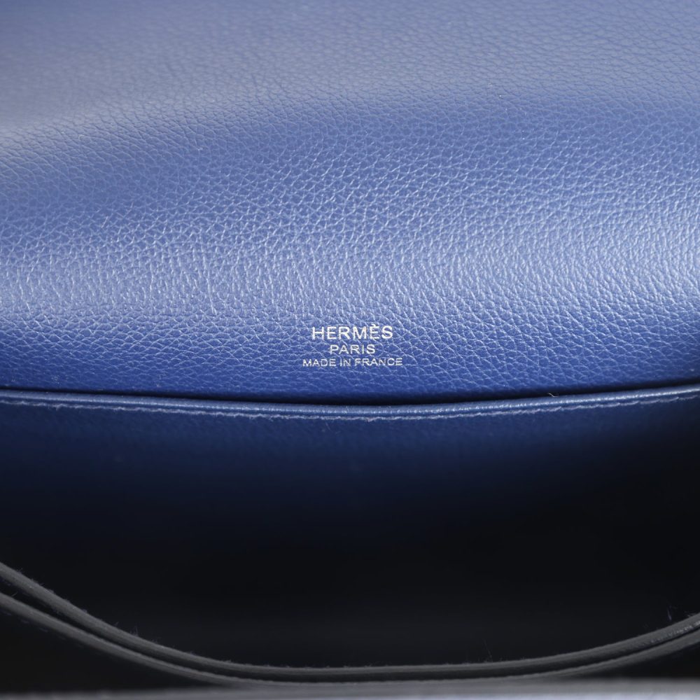 Hermes Mini Sac Roulis Bi-color Bleu Saphir and Bleu France Evercolor Palladium Hardware - Image 9