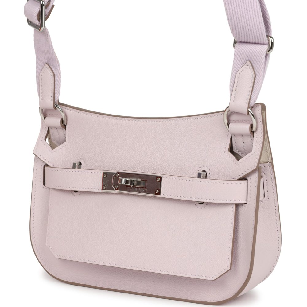 Hermes Jypsiere Mini Mauve Pale Verso Evercolor Palladium Hardware - Image 5