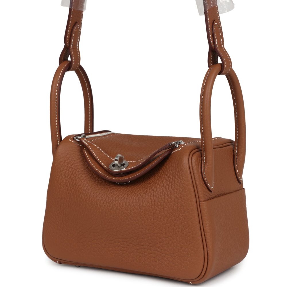 Hermes Mini Lindy Gold Clemence Palladium Hardware - Image 5