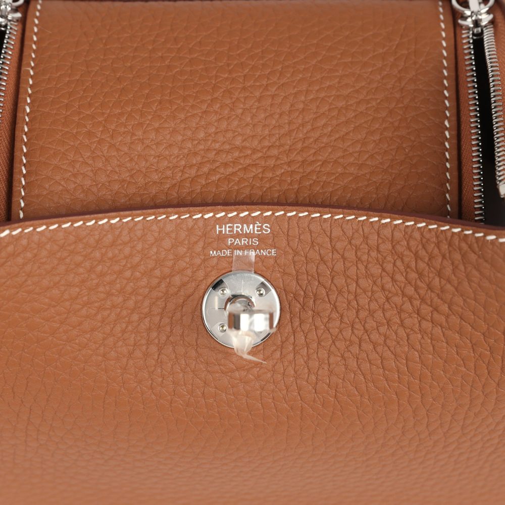 Hermes Mini Lindy Gold Clemence Palladium Hardware - Image 8