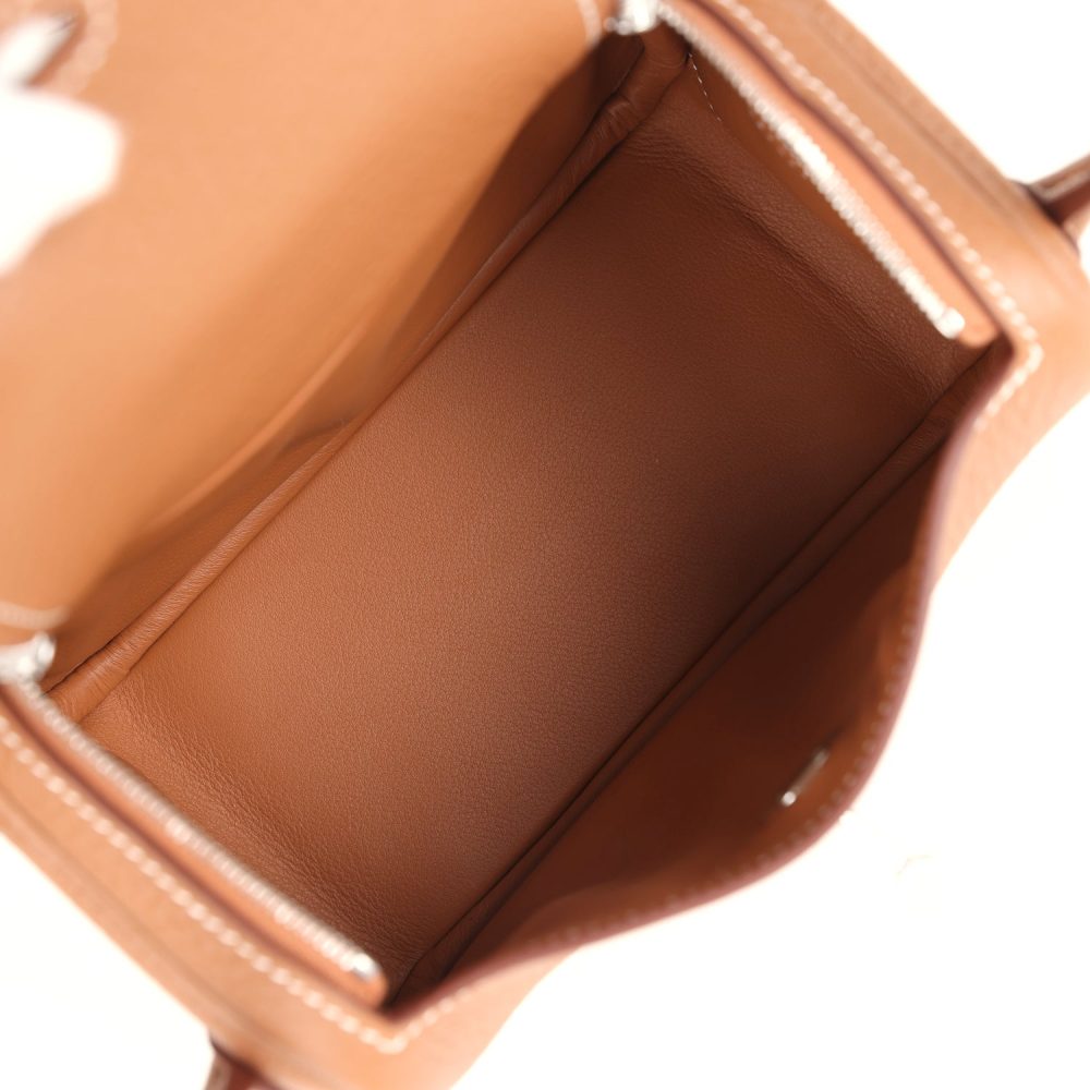 Hermes Mini Lindy Gold Clemence Palladium Hardware - Image 9