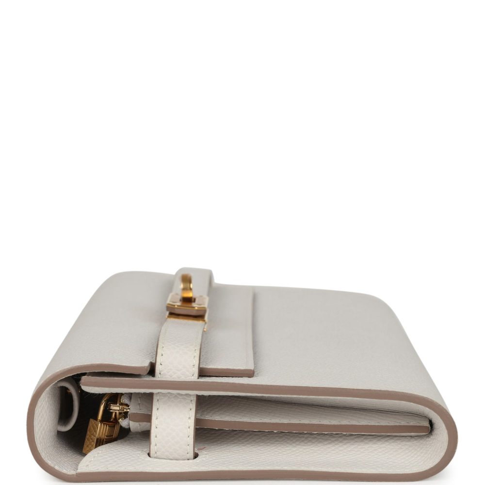 Hermes Kelly Wallet To Go Gris Pale Epsom Gold Hardware - Image 3