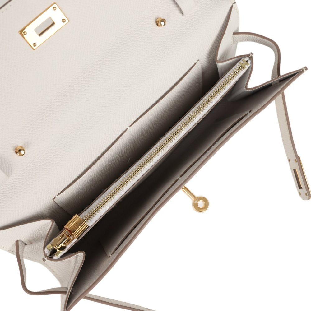 Hermes Kelly Wallet To Go Gris Pale Epsom Gold Hardware - Image 8